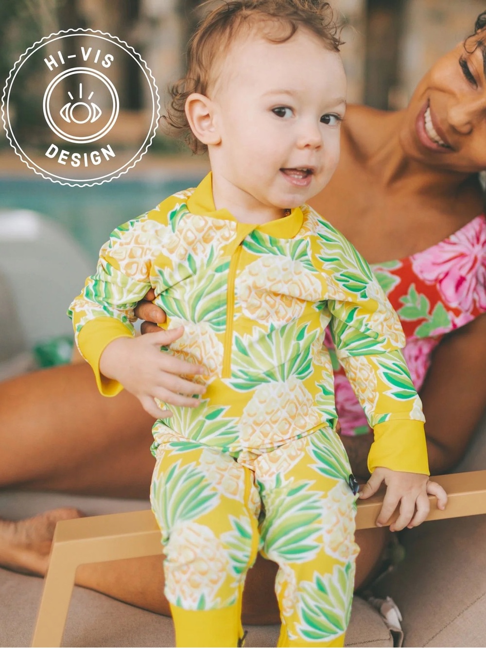 6-12 mo Honeysuckle Swim Suit with Pineapple Print